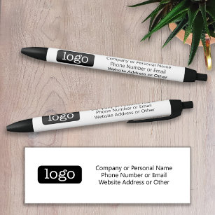 Stylo Noir Logo Office Business de base avec 3 lignes de text