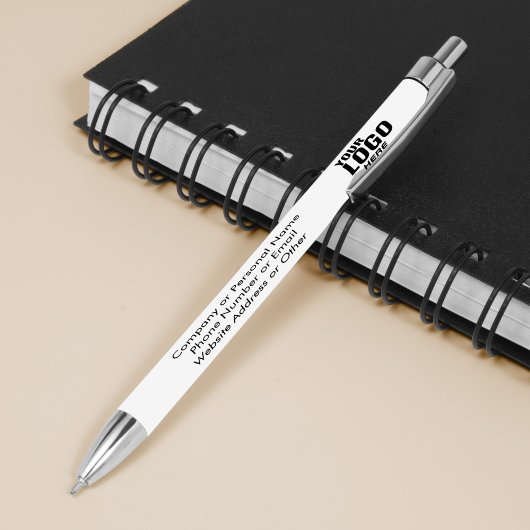 Stylo Noir Logo Office Business de base avec 3 lignes de text