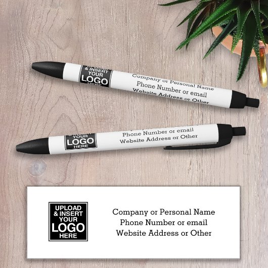 Stylo Noir Logo Office Business de base avec 3 lignes de text