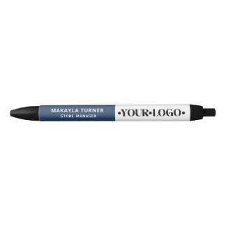 Stylo Noir Logo personnalisé bleu