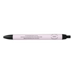 Stylo Noir Logo Pink Simple Business et coordonnées Personnal