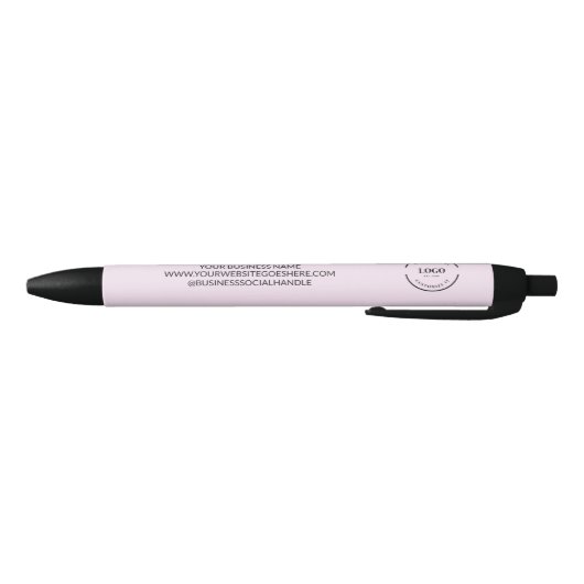 Stylo Noir Logo Pink Simple Business et coordonnées Personnal (Bas)