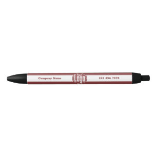 Stylo Noir Logo Salon Nom Téléphone Smoky Topaz Blanc