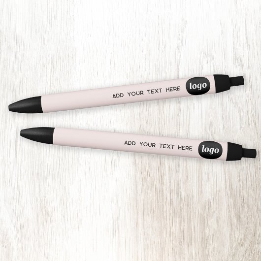 Stylo Noir Logo Simple Avec Entreprise Rose Vierge