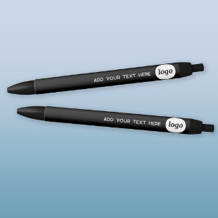 Stylo Noir Logo simple avec texte commercial