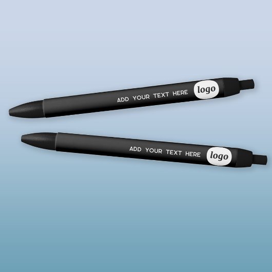 Stylo Noir Logo simple avec texte commercial