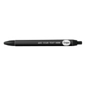 Stylo Noir Logo simple avec texte commercial (Devant)