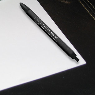 Stylo Noir Logo Simple Hotel Website Adresse Nom Noir