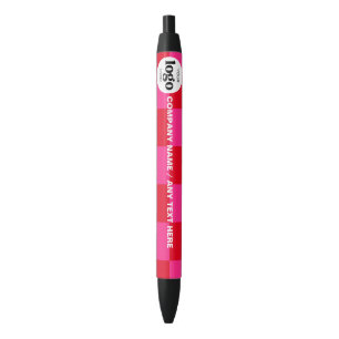 Stylo Noir Logo Texte commercial Promotionnel Pink Checker   