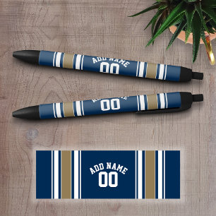 Stylo Noir L'or de bleu marine du Jersey du football barre le