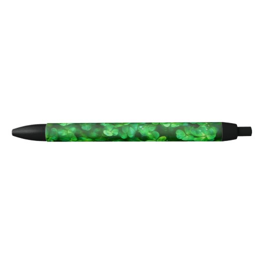 Stylo Noir Lucky Celtic Irish Green Shamrocks (Devant)
