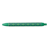 Stylo Noir Lucky quatre feuilles shamrock (Devant)