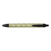 Stylo Noir Lumière Motif carré feuille or Lime (Dos)