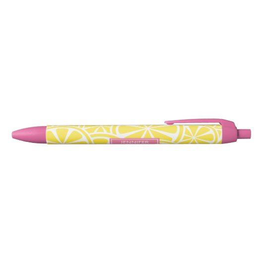 Stylo Noir Lumineuses tranches de citron jaune Personnalisé N (Haut)