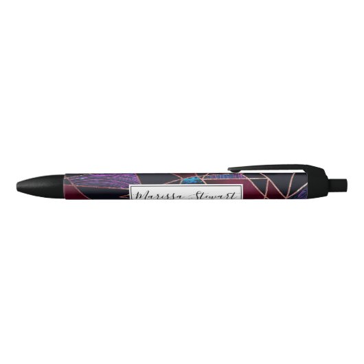 Stylo Noir Luxueux Rose en marbre blanc doré en marbre géomét (Haut)