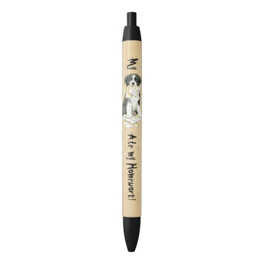 Stylo Noir Ma frontière Collie Ate mes devoirs (devant Vertical)