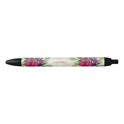 Stylo Noir Magenta Country Floral (Devant)