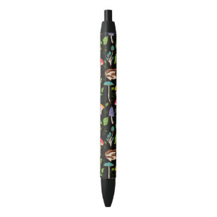 Stylo Noir Magie de la forêt profonde : Champignons colorés s