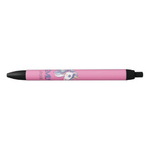 Stylo Noir Magique Cute Sparkly Pastel Unicorn avec nom enfan