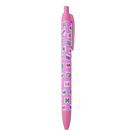 Stylo Noir MahJongg conception de tuiles sur rose (Bas (Vertical))
