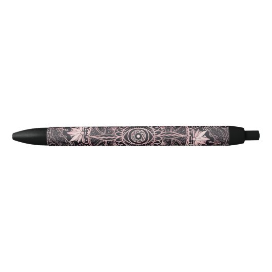 Stylo Noir Mandala de l'oeil rose noir (Devant)