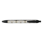 Stylo Noir Marbre blanc et or craquelé moderne (Dos)