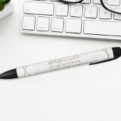 Stylo Noir Marbre blanc géométrique Or Abstrait