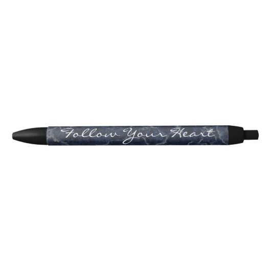 Stylo Noir Marbre bleu foncé Suivez votre citation du coeur (Devant)