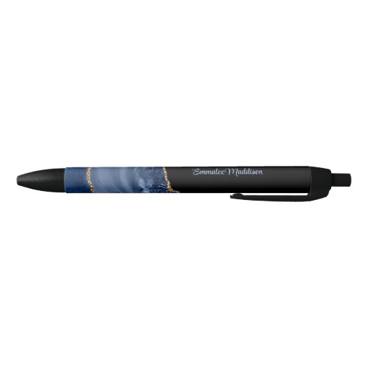 Stylo Noir Marbre d'or marbré bleu marine (Bas)