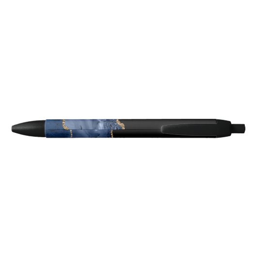 Stylo Noir Marbre d'or marbré bleu marine (Dos)