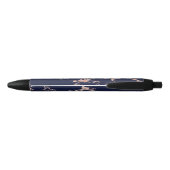 Stylo Noir Marbre d'or Rose bleu Chic Navy (Dos)