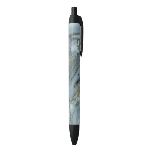 Stylo Noir Marbre gris bleu avec Veine or (Bas (Vertical))