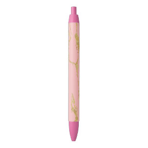 Stylo Noir Marbre moderne avec faux or