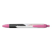 Stylo Noir Marbre noir blanc de parties scintillantes roses (Dos)