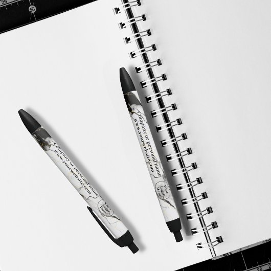 Stylo Noir Marbre noir et blanc