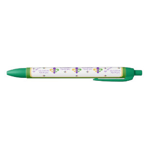 Stylo Noir Mardi Gras NOM Vert Or Violet Fleur de Lis