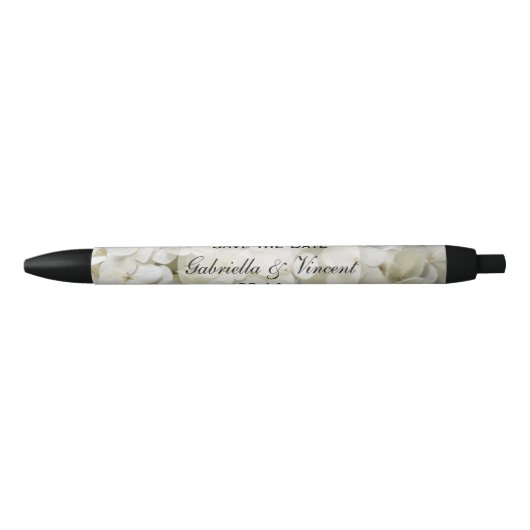 Stylo Noir Mariage aux fleurs d'Hydrangea blanche Enregistrer (Devant)