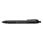 Stylo Noir Mariage Favor Merci Argent Script Confetti (Haut)