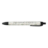 Stylo Noir Mariage Fleurs de roses crèmes romantiques (Bas)