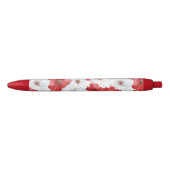 Stylo Noir Mariage Fleurs Rouges Blanches (Devant)