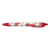 Stylo Noir Mariage Fleurs Rouges Blanches (Bas)