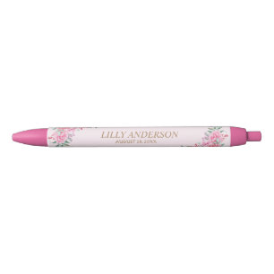 Stylo Noir Mariage rose floral
