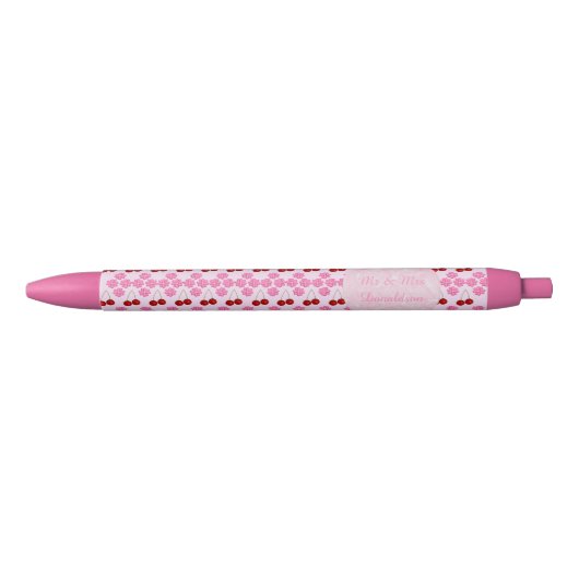 Stylo Noir Mariage rose Printemps Cerisiers en fleurs et ceri (Devant)