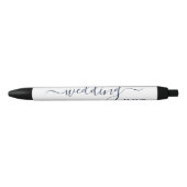 Stylo Noir Marine Bleu & Blanc Simple Script Mariage Faveur (Devant)