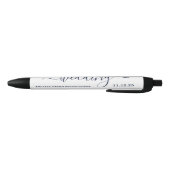 Stylo Noir Marine Bleu & Blanc Simple Script Mariage Faveur (Bas)