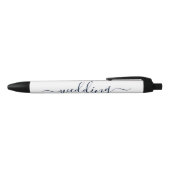 Stylo Noir Marine Bleu & Blanc Simple Script Mariage Faveur (Haut)