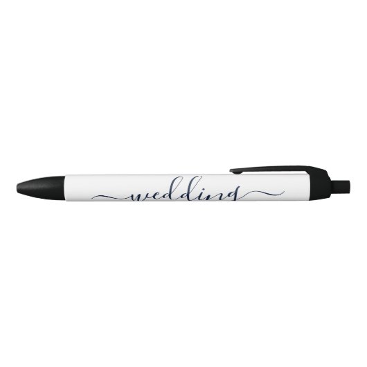 Stylo Noir Marine Bleu & Blanc Simple Script Mariage Faveur (Haut)