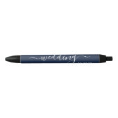 Stylo Noir Marine Bleu & Blanc Simple Script Mariage Faveur (Devant)