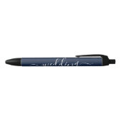 Stylo Noir Marine Bleu & Blanc Simple Script Mariage Faveur (Haut)