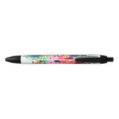 Stylo Noir Marine bleu et rouge aquarelle boho chic Fleurs (Dos)